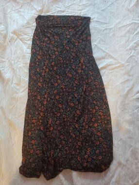 LuLaRoe Black Maxi Skirt with Red Floral Print